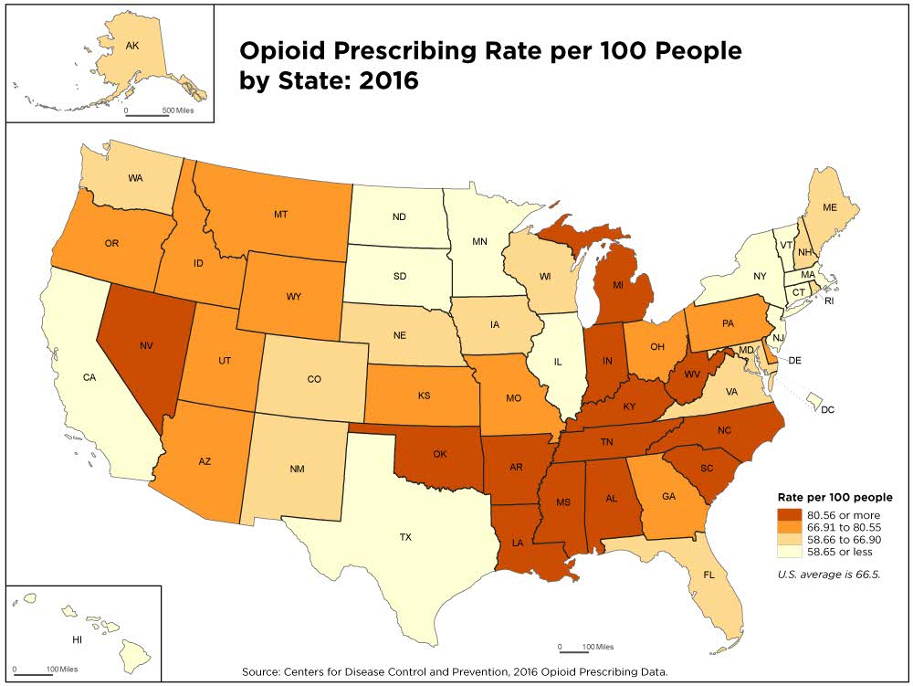 States With the Highest and Lowest Opioid Prescribing Rates