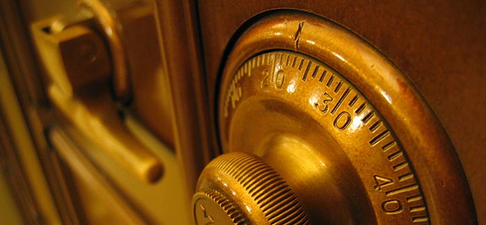 combination dial of a locked safe