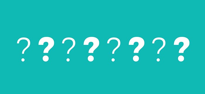 Image of blue background with 8 question marks for Quotacy blog Life Insurance Applications: Why Are There So Many Questions?