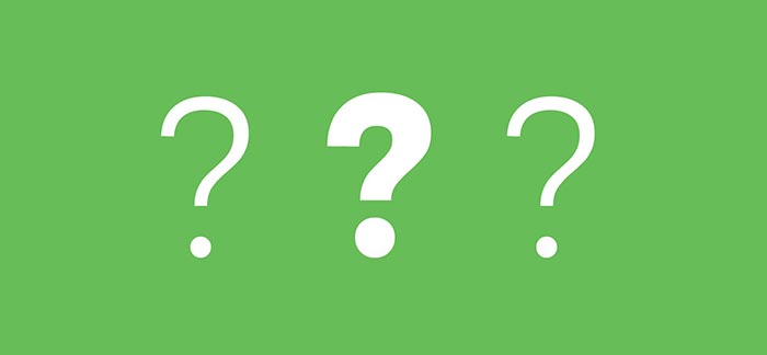Image of green background set with three question marks