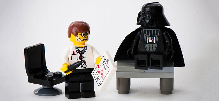 Image of Lego Darth Vader with Lego doctor getting a check-up for Quotacy blog What Are Table Ratings? What Do They Mean?