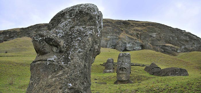 Image of Moai statues on Easter Island close up of statue's nose for Quotacy blog Allergies and Life Insurance.