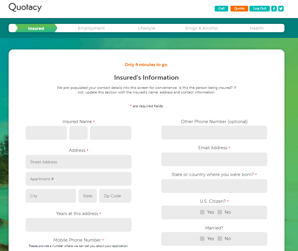 Quotacy online application