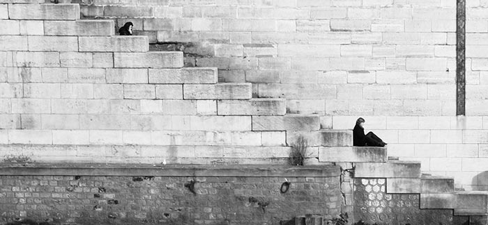 image of person alone on a staircase