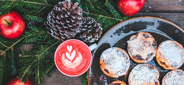 Image of holiday mini pies and coffee for Quotacy blog: Holiday Healthy Eating Tips to Keep Your Diet on Point.