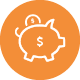 Orange icon of a piggy bank.