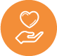 Icon of a hand holding a heart.