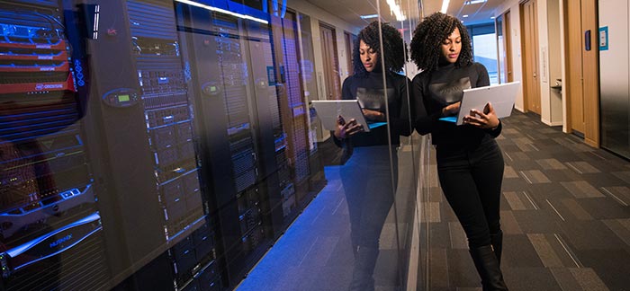 business woman working with computers