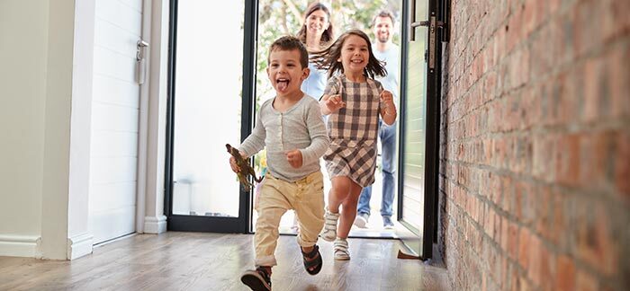 kids running through front door