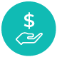 Icon on hand holding a dollar sign