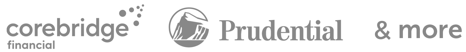 quotacy-carrier-logos-mobile Logos of some of Quotacy's carriers, Prudential, Corebridge, and more.